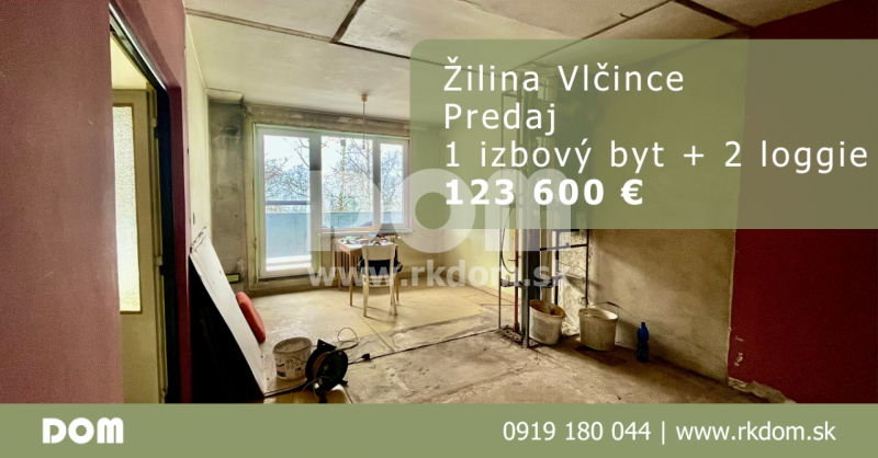 Na predaj 1-izbový byt s dvomi loggiami na Vlčincoch